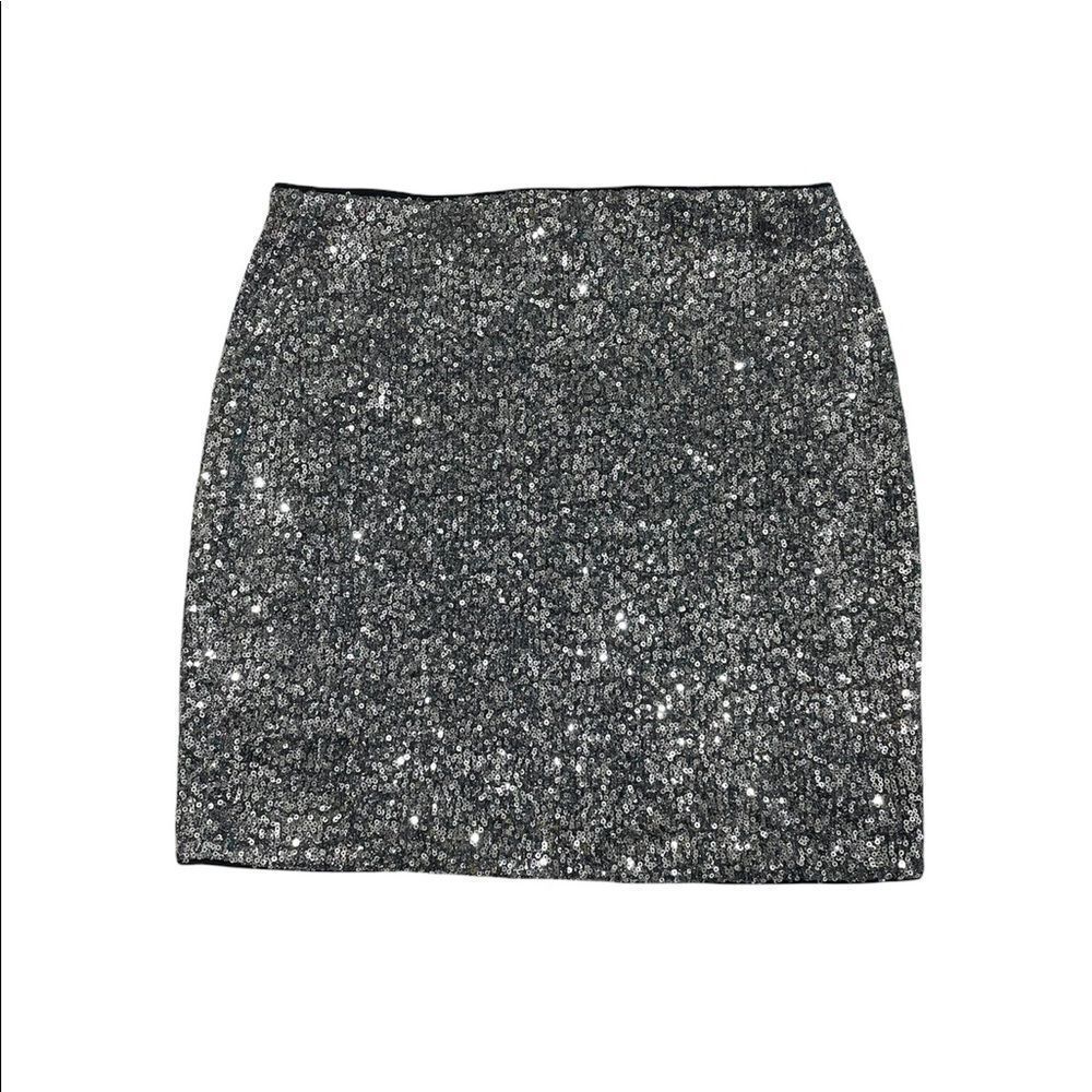 NWT express shiny sequin silver grey Mini skirt stretchy size small